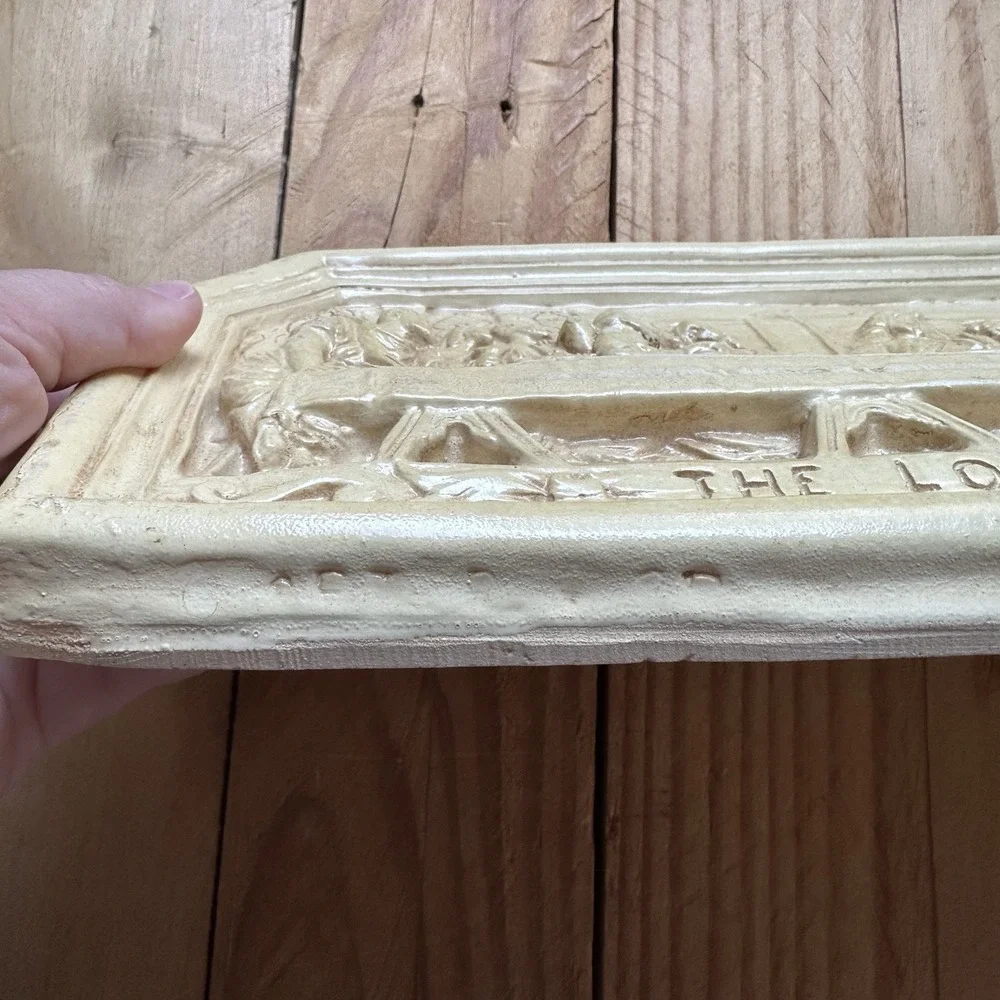 VTG  Chalkware 3D The Lords Supper Raised Relief Jesus Wall Hanging Plaque Decor